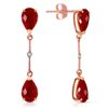 Image 1 : Genuine 7.01 ctw Ruby & Diamond Earrings Jewelry 14KT Rose Gold - REF-78A9K