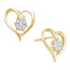 Image 1 : 0.15 CTW Diamond Cluster Heart Screwback Earrings 10KT Yellow Gold - REF-22K4W