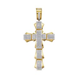 1.1 CTW Mens Diamond Segmented Cross Charm Pendant 10KT Yellow Gold - REF-89N9F
