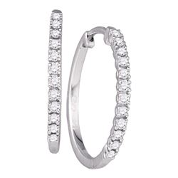 0.20 CTW Diamond Single Row Hoop Earrings 10KT White Gold - REF-22X4Y