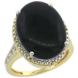 Natural 6.28 ctw Onyx & Diamond Engagement Ring 10K Yellow Gold - REF-41V6F