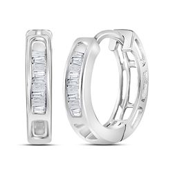 0.15 CTW Diamond Huggie Hoop Earrings 10KT White Gold - REF-10H5M