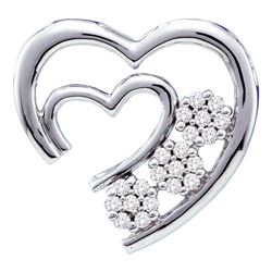 0.07 CTW Diamond Open Double Heart Love Pendant 10KT White Gold - REF-10X5Y