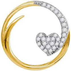 0.25 CTW Diamond Heart Love Circle Pendant 10KT Yellow Gold - REF-25W4K
