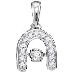 0.12 CTW Diamond Solitaire Horseshoe Pendant 10KT White Gold - REF-14H9M