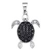 Image 1 : 0.30 CTW Black Color Diamond Turtle Tortoise Shell Pendant 10KT White Gold - REF-14X9Y