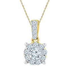 0.50 CTWDiamond Solitaire Circle Pendant 10KT Yellow Gold - REF-52K4W
