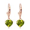 Image 1 : Genuine 3.25 ctw Peridot Earrings Jewelry 14KT Rose Gold - REF-29H2X