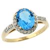 Image 1 : Natural 1.3 ctw Swiss-blue-topaz & Diamond Engagement Ring 14K Yellow Gold - REF-32Z2Y