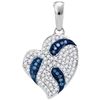 Image 1 : 0.25 CTW Blue Color Diamond Heart Pendant 10KT White Gold - REF-25W4K
