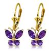 Image 1 : Genuine 1.24 ctw Amethyst Earrings Jewelry 14KT Yellow Gold - REF-38A2K