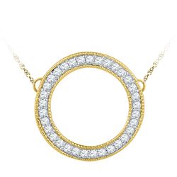 0.50 CTWDiamond Circle Pendant 10KT Yellow Gold - REF-52F4N