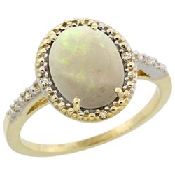 Natural 1.43 ctw Opal & Diamond Engagement Ring 10K Yellow Gold - REF-24M8H