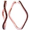 Image 1 : 0.25 CTW Red Color Diamond Wavy Hoop Earrings 10KT Rose Gold - REF-46W4K