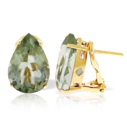 Genuine 10 ctw Green Amethyst Earrings Jewelry 14KT Yellow Gold - REF-50F7Z