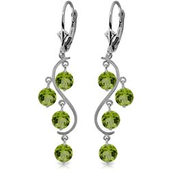 Genuine 4.95 ctw Peridot Earrings Jewelry 14KT White Gold - REF-53K8V