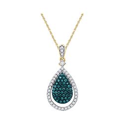 0.60 CTWBlue Color Diamond Teardrop Pendant 10KT Rose Gold - REF-41N9F
