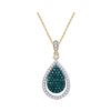 Image 1 : 0.60 CTWBlue Color Diamond Teardrop Pendant 10KT Rose Gold - REF-41N9F