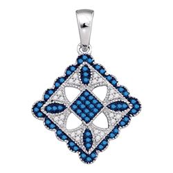 0.25 CTW Blue Color Diamond Square Pendant 10KT White Gold - REF-26X9Y