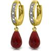 Image 1 : Genuine 6.64 ctw Ruby & Diamond Earrings Jewelry 14KT Yellow Gold - REF-50A2K
