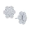 Image 1 : 4 CTW Diamond Large Flower Cluster Screwback Earrings 14KT White Gold - REF-326F4N