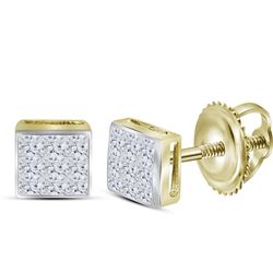 0.24 CTW Princess Diamond Square Cluster Stud Earrings 14KT Yellow Gold - REF-18X7Y
