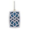 Image 1 : 0.90 CTWBlue Color Diamond Rectangle Cluster Pendant 10KT Yellow Gold - REF-49X5Y