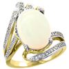 Image 1 : Natural 5.76 ctw opal & Diamond Engagement Ring 14K Yellow Gold - REF-94X6A