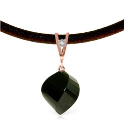 Genuine 15.51 ctw Black Spinel & Diamond Necklace Jewelry 14KT Rose Gold - REF-39H2X