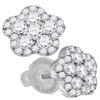 Image 1 : 0.82 CTW Diamond Star Cluster Screwback Earrings 14KT White Gold - REF-75N2F