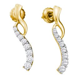 0.50 CTWDiamond Graduated Journey Screwback Earrings 14KT Yellow Gold - REF-44F9N