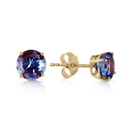 Genuine 0.95 ctw Tanzanite Earrings Jewelry 14KT Yellow Gold - REF-24X5M