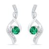 Image 1 : 0.33 CTW Created Emerald Solitaire Diamond Earrings 10KT White Gold - REF-14M9H