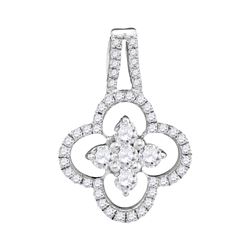 0.50 CTWDiamond Cluster Pendant 10KT White Gold - REF-31X4Y