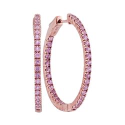 2.75 CTW Pink Sapphire Hoop Earrings 14KT Rose Gold - REF-89W9K