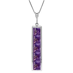 Genuine 2.25 ctw Amethyst Necklace Jewelry 14KT White Gold - REF-36V9W
