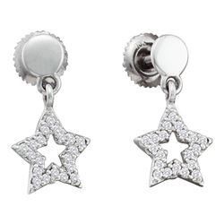 0.20 CTW Diamond Star Dangle Screwback Earrings 10KT White Gold - REF-16W4K