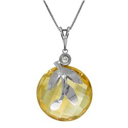 Genuine 5.32 ctw Citrine & Diamond Necklace Jewelry 14KT White Gold - REF-31P2H