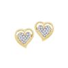 Image 1 : 0.10 CTW Diamond Milgrain Heart Cluster Earrings 10KT Yellow Gold - REF-14K9W
