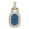 Image 1 : 0.45 CTW Blue Color Diamond Rectangle Cluster Pendant 10KT Yellow Gold - REF-34X4Y