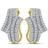 Image 1 : 1.14 CTW Diamond Bypass Hoop Earrings 14KT Yellow Gold - REF-89Y9X