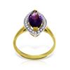 Image 1 : Genuine 1.80 ctw Amethyst & Diamond Ring Jewelry 14KT Yellow Gold - REF-70X5M