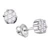 Image 1 : 0.15 CTW Diamond Flower Screwback Stud Earrings 10KT White Gold - REF-14N9F