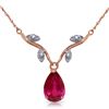 Image 1 : Genuine 1.52 ctw Ruby & Diamond Necklace Jewelry 14KT Rose Gold - REF-35K9V