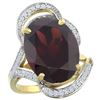 Image 1 : Natural 11.23 ctw garnet & Diamond Engagement Ring 14K Yellow Gold - REF-118Z9Y