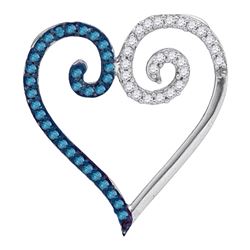 0.25 CTW Blue Color Diamond Heart Love Pendant 10KT White Gold - REF-12N8F