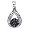 Image 1 : 0.33 CTW Black Color Diamond Teardrop Cluster Pendant 10KT White Gold - REF-20F9N