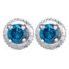Image 1 : 0.25 CTW Blue Color Diamond Solitaire Stud Earrings 10KT White Gold - REF-13H4M