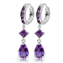 Genuine 5.62 ctw Amethyst Earrings Jewelry 14KT White Gold - REF-62T7A