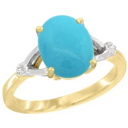 Natural 2.41 ctw Turquoise & Diamond Engagement Ring 14K Yellow Gold - REF-40G6M